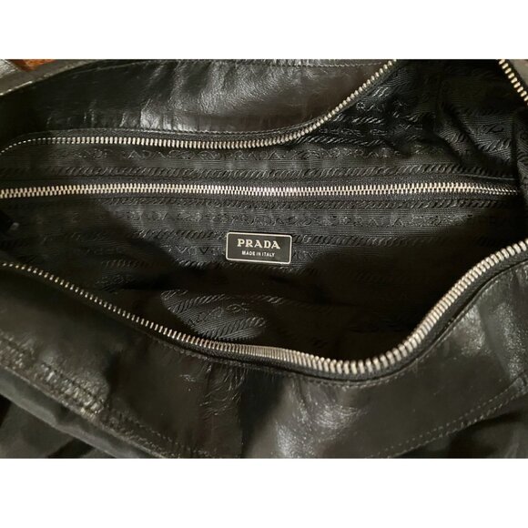 Prada Crossbody Bag Triangle Leather Trim Nylon Messenger  EUC - Picture 6 of 12